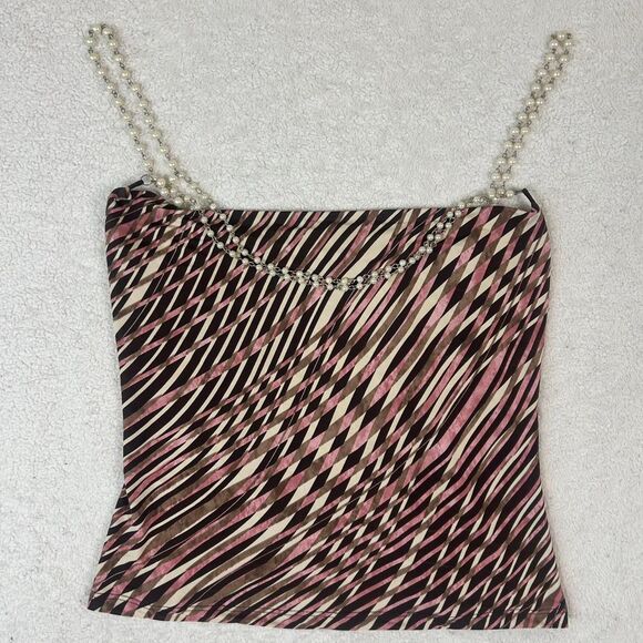 Adorable Y2K Coquette Fairy Ibiza Pearl Strap Going Out Top - Picture 1 of 3